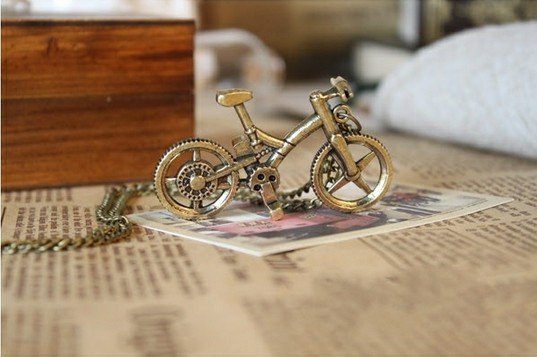 Vintage Bicycle Necklace Pendant Jewelry Necklace Prom Necklace Over Drilling