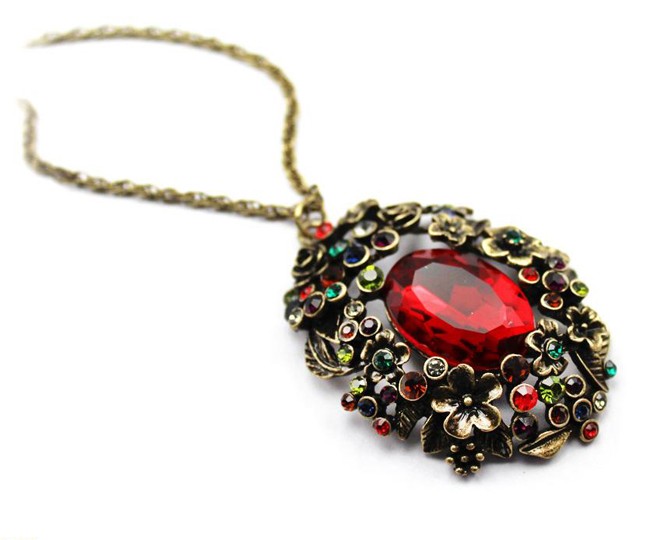 Ruby Necklace Pendant Jewelry Necklace Prom Necklace